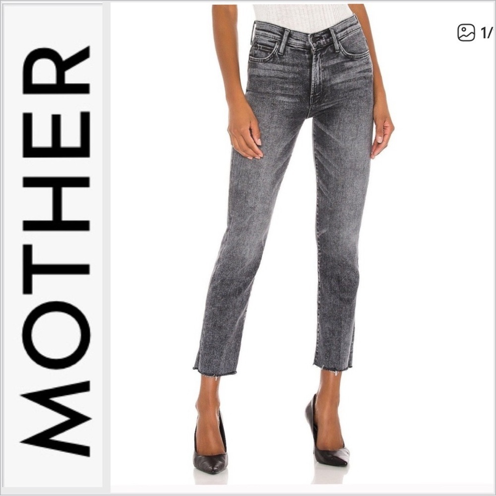 MOTHER High Waisted Rascal Ankle Snippet Jeans in Train Stops Size 27
